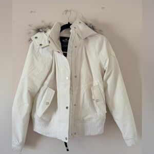 Hollister Cream Jacket with Fur Hood